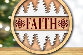 Σετ των 2 Intra απο ξύλο plywood Χρώμα wenge 3mm-4mm πάχος - Faith-Χριστουγεννιάτικο Στολίδι Δίασταση 6x6 cm INTRAFABR-93576974