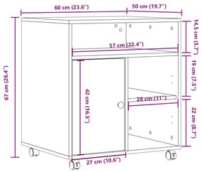 Βάση Εκτυπωτή με Ρόδες Γκρι Σκυρ. 60x50x67 εκ. - Γκρι