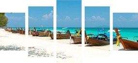 Εικόνα 5 τμημάτων λευκή αμμώδης παραλία στο νησί Bamboo - 100x50