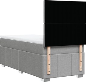 vidaXL Κρεβάτι Boxspring με Στρώμα Ανοιχτό Γκρι 90x200 εκ. Υφασμάτινο