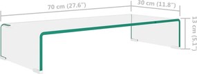 vidaXL Βάση Τηλεόρασης/Οθόνης Διάφανη 70 x 30 x 13 εκ. Γυάλινη