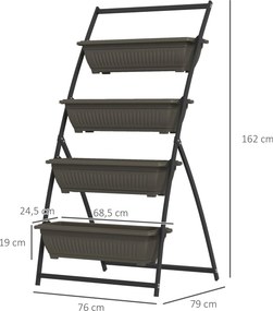 Plant Stairs Flower Stairs Ράφι φυτών Stackable Weather Resistant 76cm x 79cm x 162cm Καφέ