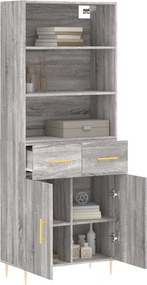 vidaXL Ντουλάπι Γκρι Sonoma 69,5 x 34 x 180 εκ. Επεξεργασμένο Ξύλο