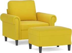 vidaXL Πολυθρόνα Κίτρινη 60 εκ. Βελούδινη με Υποπόδιο