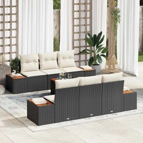 vidaXL Σετ Καναπέ Κήπου με μαξιλάρι 7 pcs Μαύρο Πολυ ράταν