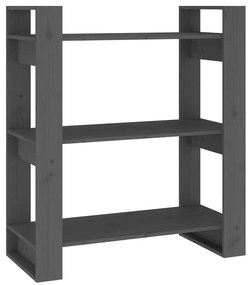 vidaXL Βιβλιοθήκη/Διαχωριστικό Χώρου Γκρι 80x35x91 εκ. Μασίφ Πεύκο
