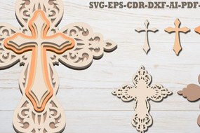 Σετ των 2 Intra απο ξύλο plywood 3mm-4mm πάχος Πρότυπο τρισδιάστατου σταυρού EPS Δίασταση 30x20 cm INTRAFABR-113256075