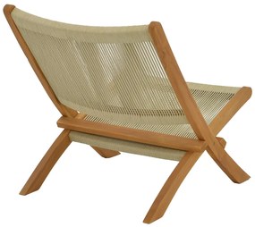 Πολυθρόνα Seeal πτυσσόμενη teak ξύλο και pe σχοινί σε φυσκή απόχρωση 61x76x72εκ
