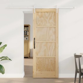 vidaXL Συρόμενη Πόρτα  με Σετ Εξαρτημάτων 73.5x198.5 εκ., Φτιαγμένη από μασίφ ξύλο Πεύκου
