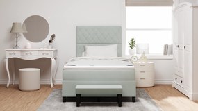 vidaXL Κρεβάτι box spring  με στρώμα & πάγκο ανοιχτό γκρι 120x200 εκ. βελούδο