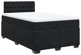 vidaXL Κρεβάτι Boxspring με Στρώμα Μαύρο 120x190 εκ. Βελούδινο