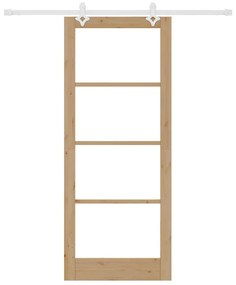 vidaXL Συρόμενη Πόρτα Καφέ 86 x 211 cm Ξύλο και μέταλλο