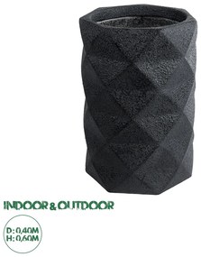 20725 GloboStar® Artificial Garden GENOVA 20725 Επιδαπέδιο Πολυεστερικό Τσιμεντένιο Κασπώ Γλάστρα - Flower Pot Μαύρο Φ40 x Υ90cm