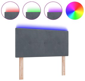 vidaXL LED Κεφαλάρια με Κουμπιά Στρογγυλής Ραφής Γκρίζο Σκούρο 80 εκ Βελούδο