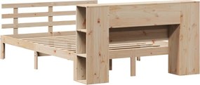 vidaXL Κρεβάτι Βιβλιοθήκη Χωρίς Στρώμα 140x200 εκ Μασίφ Ξύλο Πεύκο