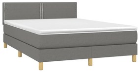 vidaXL Κρεβάτι Boxspring με Στρώμα Σκούρο Γκρι 140x200 εκ Υφασμάτινο