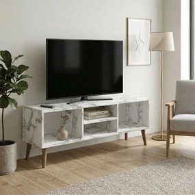 Έπιπλο τηλεόρασης Loren λευκό εφέ μαρμάρου 120x30x40εκ