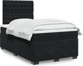 vidaXL Κρεβάτι Boxspring με Στρώμα Μαύρο 120x190 εκ. Βελούδινο