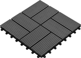 vidaXL Πλάκα Κατασκευής 11 pcs Γκρι 30 x 30 cm WPC