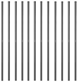 vidaXL Στύλος Περιφράξεων 12 pcs Γκρι Ατσάλι με Επικάλυψη Πούδρας