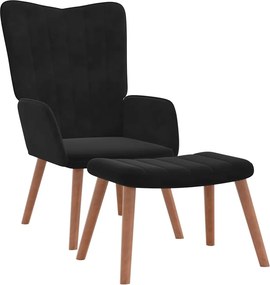 vidaXL Πολυθρόνα Relax Μαύρη Βελούδινη με Σκαμπό