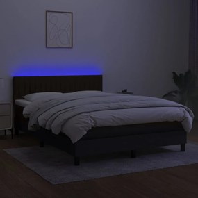 vidaXL Κρεβάτι Boxspring με Στρώμα & LED Μαύρο 140x190 εκ. Υφασμάτινο