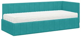 vidaXL Κρεβάτι Γωνίας με στρώμα Τιρκουάζ 80 x 200 cm Βελούδο