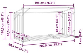 Ράφι για καυσόξυλα με κάλυμμα βροχής 200,5x80,5x110,5 εκ. - Μαύρο