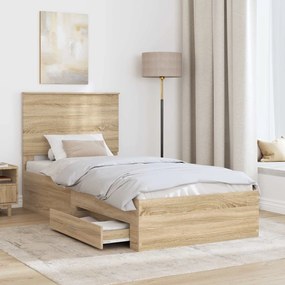 vidaXL Σκελετός Κρεβατιού Δρύς Sonoma 90 x 200 cm Επεξεργασμένο Ξύλο