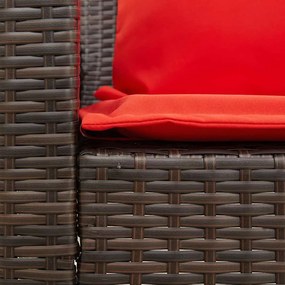 vidaXL Καναπές κήπου 5θέσιος με μαξιλάρια Brown Poly Rattan