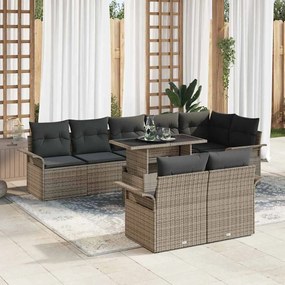 vidaXL Σετ Καναπέ Κήπου με μαξιλάρι 9 pcs Γκρι Πολυ ράταν
