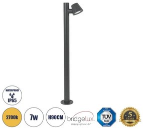 GARDENIA 60507 Φωτιστικό Κήπου-Κολωνάκι Αρχιτεκτονικού Φωτισμού Εξωτερικού Χώρου LED 7W 700lm 60° AC220-240V Αδιάβρ Globostar 60507 Γκρι