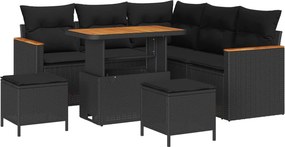 vidaXL Σετ Καναπέ Κήπου με μαξιλάρι 8 pcs Μαύρο Πολυ ράταν