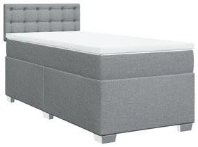 Κρεβάτι Boxspring με Στρώμα Ανοιχτό Γκρι 90x190 εκ. Υφασμάτινο - Γκρι