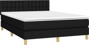 vidaXL Κρεβάτι Boxspring με Στρώμα Μαύρο 140x200 εκ. Υφασμάτινο