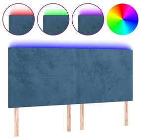Κεφαλάρι Κρεβατιού LED Σκούρο Μπλε 160x5x118/128 εκ. Βελούδινο - Μπλε
