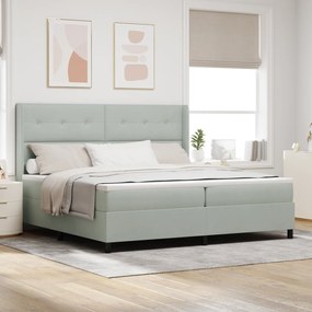 vidaXL κρεβάτι Box Spring με στρώμα Ανοιχτό γκρι 200x200 εκ. Βελούδο