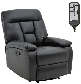 Πολυθρόνα relax με μηχανισμό massage Terpsi μαύρο PU 80x94x102εκ 79x94x102 εκ.
