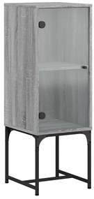 vidaXL Βοηθητικό Ντουλάπι Sonoma Γκρι 35x37x100 εκ. με Γυάλινες Πόρτες