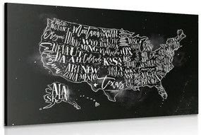 Εικόνα εκπαιδευτικό χάρτη των ΗΠΑ με επιμέρους πολιτείες - 90x60