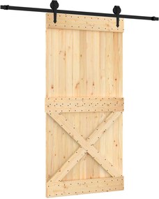 vidaXL Συρόμενη Πόρτα Φυσικό και Μαύρο 100 x 210 cm