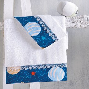 Πετσέτες Βρεφικές Space Odyssey (Σετ 2τμχ) White-Blue Ρυθμός Towels Set 70x140cm 100% Cotton