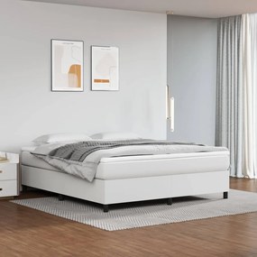 Κρεβάτι Boxspring με Στρώμα Λευκό 160x200εκ.από Συνθετικό Δέρμα