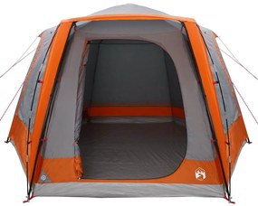 vidaXL Σκηνή Camping Γκρι και πορτοκαλί 420 x 420 x 227 εκ Πολυεστέρας
