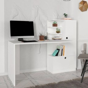 Γραφείο εργασίας Merino Megapap χρώμα λευκό 149,5x61,8x120εκ.