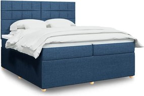 vidaXL Κρεβάτι Boxspring με Στρώμα Μπλε 200x200 εκ. Υφασμάτινο