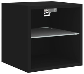 vidaXL Έπιπλα Τοίχου Τηλεόρασης 7 τεμ LED Μαύρα από Επεξεργασμένο Ξύλο