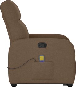 vidaXL Πολυθρόνα Μασάζ Ανακλινόμενη με Ανύψωση Καφέ Υφασμάτινη