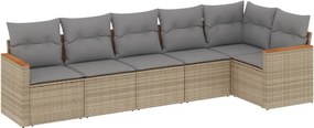 vidaXL Patio Sofa Set 6-θέσια Beige and Grey