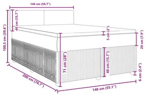 Κρεβάτι Boxspring με Στρώμα Μαύρο 140x200 εκ. Βελούδινο - Μαύρο